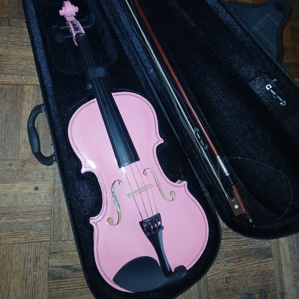 Pink Violin and Bow with Case
